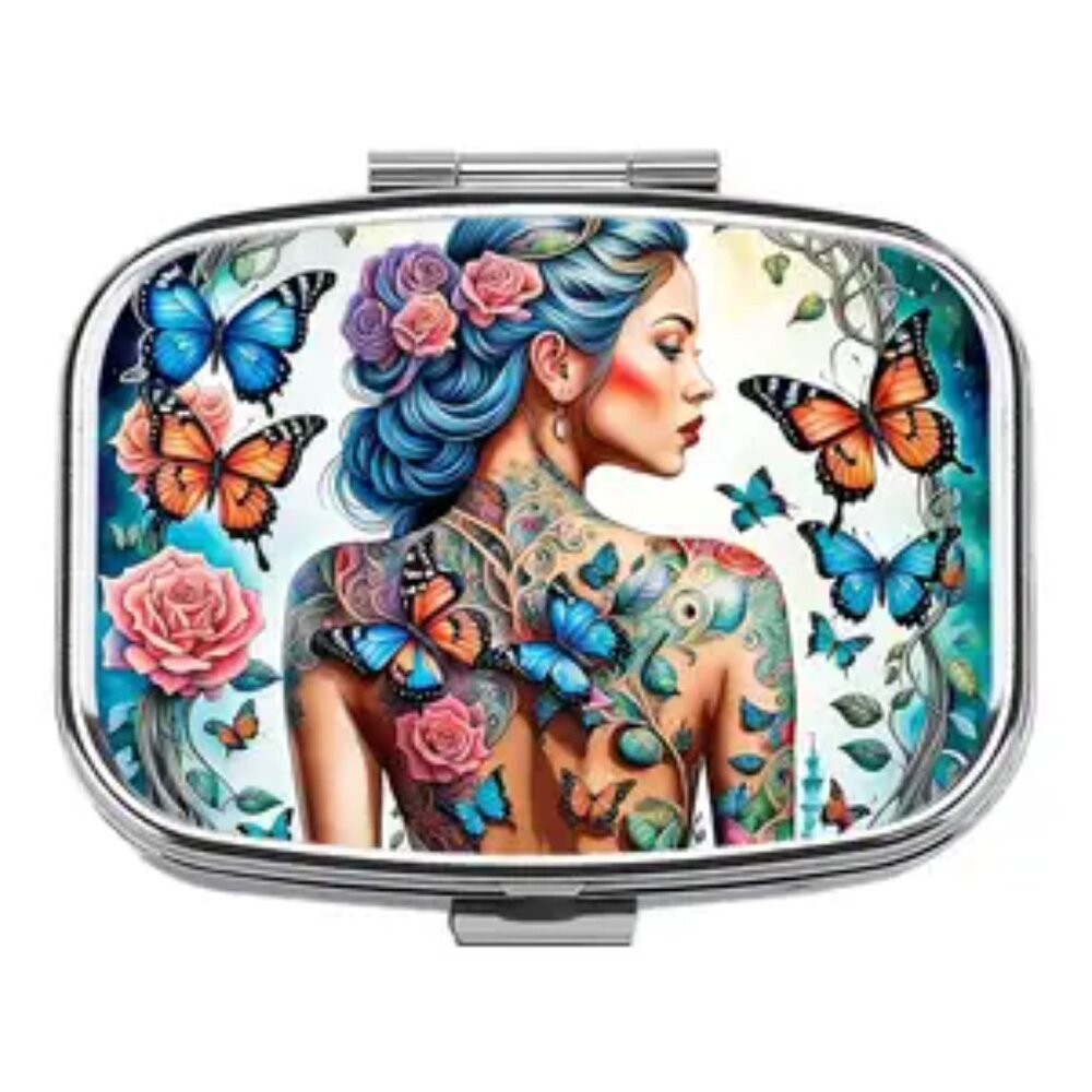 SALE -  1pc Butterfly & Body Art Compact Pill Box